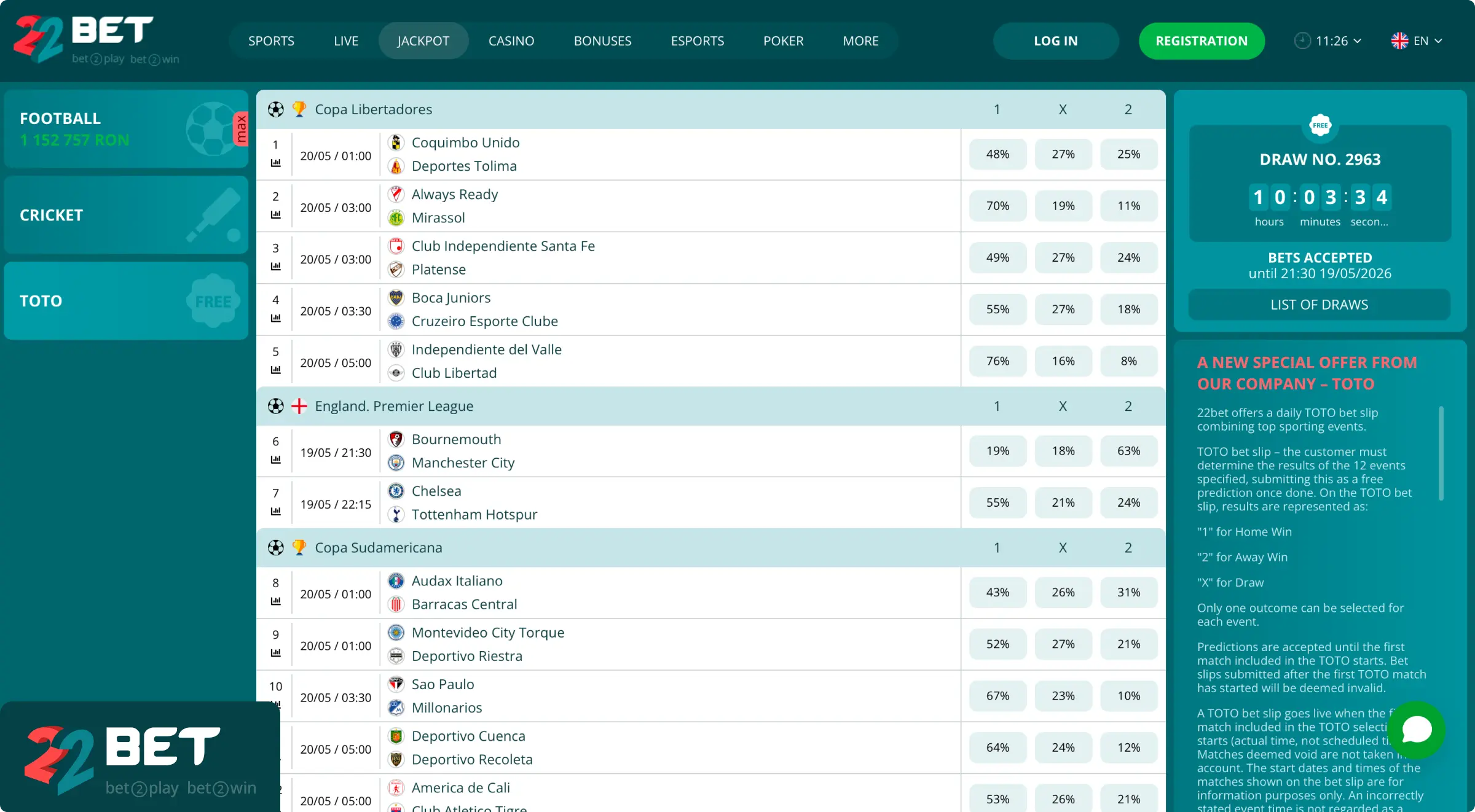 22Bet Sportski Prijenosi Uživo
